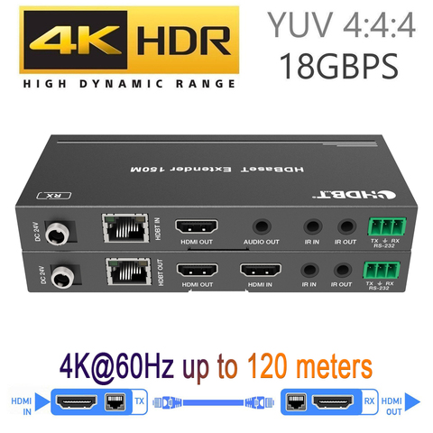 2022 meilleur 4K 60Hz HDMI HDBaseT Extender avec IR 120m 4K HDMI POE Extender sur RJ45 Cat5e/6 câble prise en charge HDMI 2.0 et HDCP 2.2 ► Photo 1/6