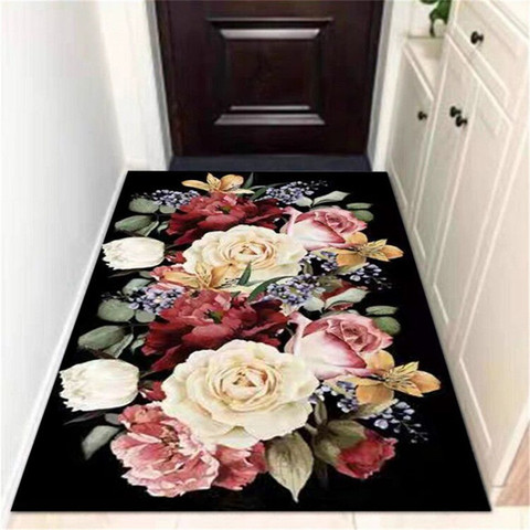 Europe grande fleur noir tapis classique pour salon couloir tapis porte  d'entrée longs tapis cuisine salle de bain tapis - Historique des prix et  avis, Vendeur AliExpress - WishStar Store