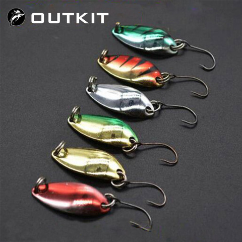 OUTKIT 6 pièces/lot 3g 3.cm matériel de pêche appât de pêche cuillère en métal leurre appât pour truite basse cuillères petites paillettes dures Spinner cuillère ► Photo 1/6