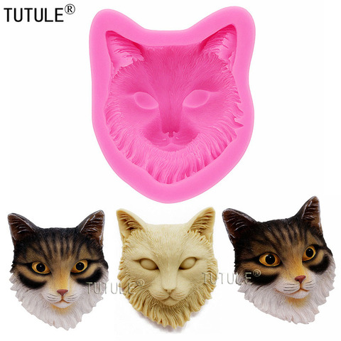 Moule en Silicone avec tête de chat, Fondant chocolat bonbons, polymère argile, outil de gâteau artisanal, décoration de gâteaux de décorations à sucre, moule flexible ► Photo 1/6