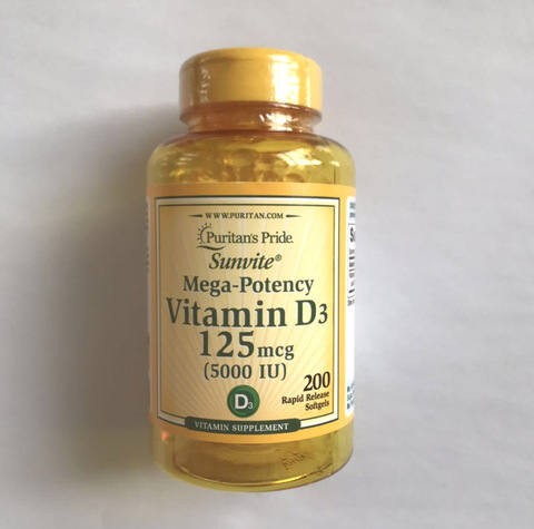 sunvite Mega-potency Vitamin D3 5000 IU 200 Softgels ► Photo 1/3