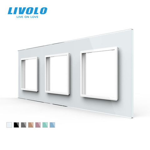 Livolo-verre de cristal perle blanche | standard européen, Triple panneau en verre pour interrupteur mural et prise, 3 couleurs ► Photo 1/6