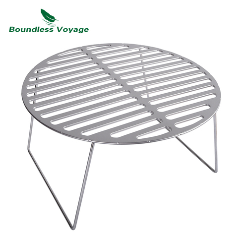 Filet de Barbecue rond en titane de Voyage sans bornes avec jambes pliantes ► Photo 1/6