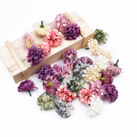 Petites fleurs d'hortensias artificielles, 10 pièces, accessoires décoratifs pour la maison diy pour broche de mariage, boîte à bonbons pour noël ► Photo 1/6