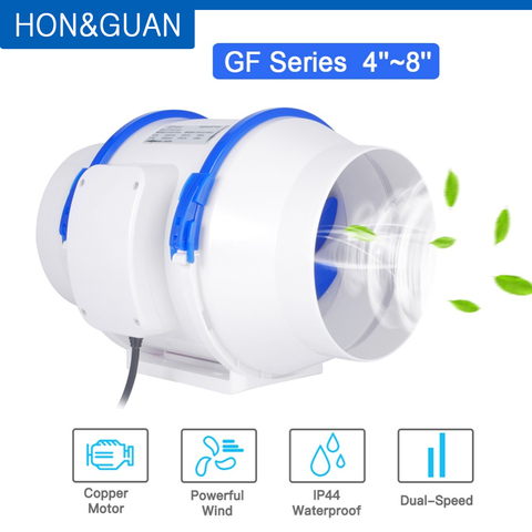 Hon & Guan – ventilateur silencieux à conduit, extracteur d'air, pour la maison, la salle de bain, la cuisine, 4 ''5'' 6 ''8'', 220V 110V ► Photo 1/6