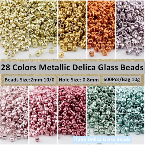 Perles de verre Delica en laiton métallique 29 couleurs 2mm, perles de verre d'espacement antiques uniformes pour la fabrication de bijoux de bricolage 600 pièces/sac 10/0 ► Photo 1/6