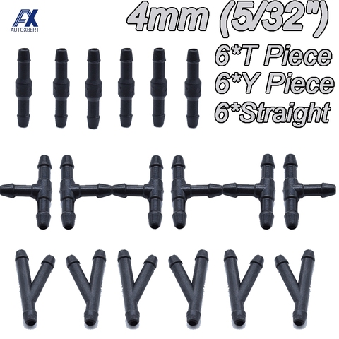18 pièces connecteur de tuyau de menuisier universel T pièce té droit 3 voies Y pièce Air carburant eau essence essuie-glace buse tuyau tuyau ► Photo 1/5