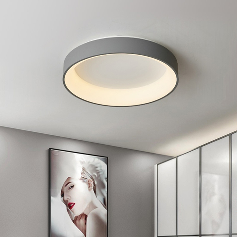 Plafonnier Led circulaire noir au design moderne avec télécommande, luminaire décoratif d'intérieur, idéal pour un salon, une chambre à coucher ou un bureau ► Photo 1/6