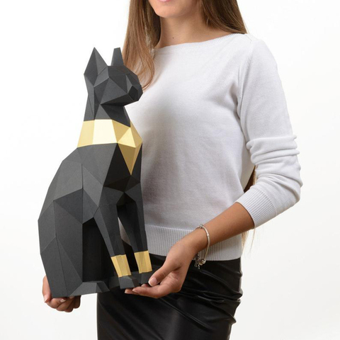 Chat Bastet egypte 3D papier modèle Animal Papercraft Action Figure Puzzles enfants cadeau éducatif créatif maison déco décorations jouet ► Photo 1/4