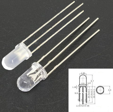 Lot de 1000 lumières rondes rouges/vertes de 5mm, 525nm, rondes et diffusées, à 3 broches, avec une cathode /Anode commune transparente ► Photo 1/1