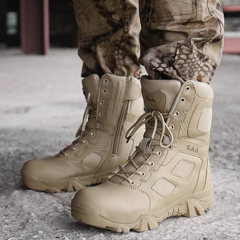 Bottes militaires tactiques pour hommes, chaussures de travail dans le désert, bottes de Combat à la cheville, SWAT ► Photo 1/6