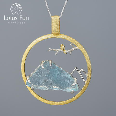 Lotus Fun-pendentif oiseau chuchotant en pierre brute naturelle, sans collier en argent Sterling 925, bijou fin créatif, Design fait à la main ► Photo 1/6