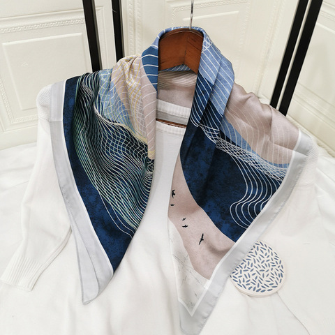 70*70cm mode imprimé foulard femmes cou écharpe soie Satin bandeau mouchoir cheveux écharpes femmes châles Bandana tête foulards ► Photo 1/6