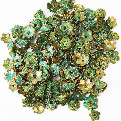 Bouchons de perles en or et vert Antique pour la fabrication de bijoux, Style mixte, 150 pièces, accessoires pour la fabrication de Bracelet, 4 à 15mm, femmes, bricolage ► Photo 1/5