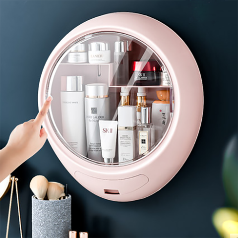 Boîte de rangement murale ronde à étui maquillage pour cosmétiques, organiseur de bijoux, étagère pour Toner crème autocollante, rangement de maquillage She ► Photo 1/6