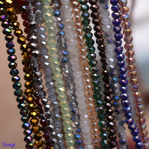 190 pièces rondelles en verre cristal, brillant, rouge, violet, blanc, couleur 2*2mm, perles à facettes autrichiennes pour fabrication de bijoux ► Photo 1/6