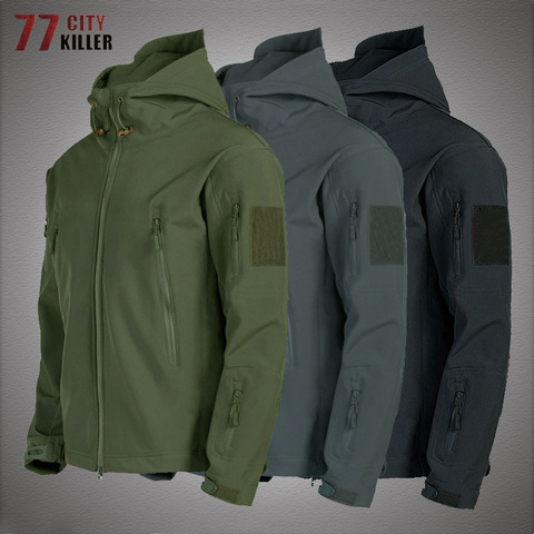 Militaire peau de requin doux coquille vestes hommes tactique coupe-vent imperméable veste hommes armée Combat vestes hommes à capuche Bomber manteaux ► Photo 1/6