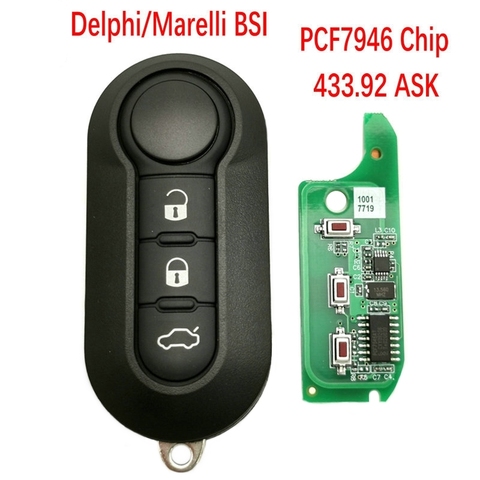 Datong-clé télécommande intelligente de remplacement, système Delphi BSI, 433.92ASK PCF7946, pour voiture Fiat 500, Doblo Qubo Grande Punto 2006-2013 ► Photo 1/6