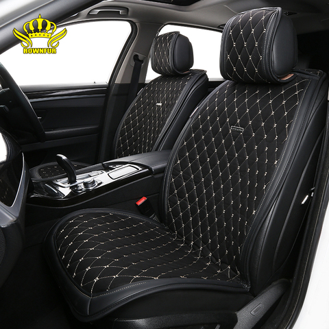 Coussin de siège de voiture en daim artificiel universel, noir, 1 ensemble, Cape de luxe, 5 sièges, pour Kia Hyundai BMW Lada, housse de siège, châle ► Photo 1/6