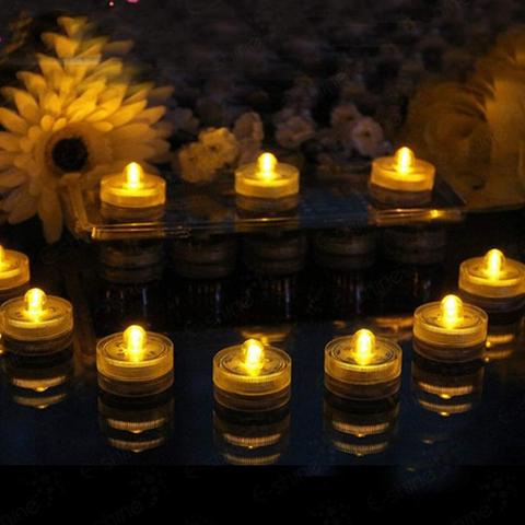 12 pièces étanche sans flamme LED photophore Submersible thé bougies lampe florale lumière pour Vase fête de mariage décoration de noël ► Photo 1/6
