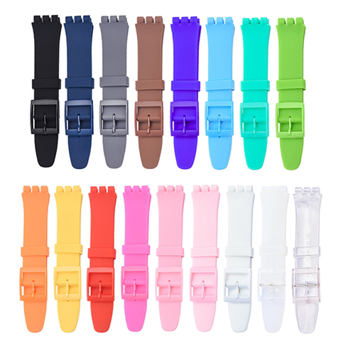 12mm 16mm 17mm 19mm 20mm Silicone remplacement Bracelet de montre pour Swatch Sport caoutchouc femmes coloré Bracelet Bracelet Bracelet accessoires ► Photo 1/6