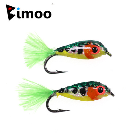 Bimoo – leurres de pêche à la mouche, Mini appât avec yeux lumineux 3D, Imitation poisson, Minnows, truite, 2 pièces, #10 ► Photo 1/6