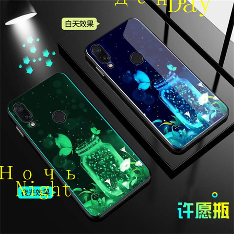 Coque lumineuse en verre trempé pour Xiaomi, compatible modèles Redmi Note 7, 8, 5, K20 Pro, 5 Plus ► Photo 1/6