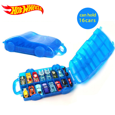 Roues chaudes Portable boîte de rangement en plastique pour moulé sous pression 1/64 tenir 16 modèles de sport voiture jouets éducatifs camion jouets garçon Juguetes cadeau ► Photo 1/6