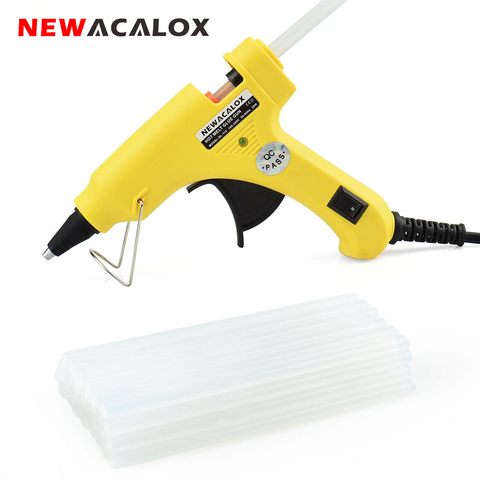 NEWACALOX 20 W UE/US Plug Thermofusible Pistolet À Colle avec 20 pcs 7mm Bâton de Colle Industrielle Mini Canons Thermo Gluegun Chaleur Température outil ► Photo 1/6