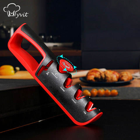 Aiguiseur de couteau professionnel 4 étapes ciseaux affûtage pierre cuisine meuleuse couteaux Whetstone Angle réglable aiguiseur outil ► Photo 1/6