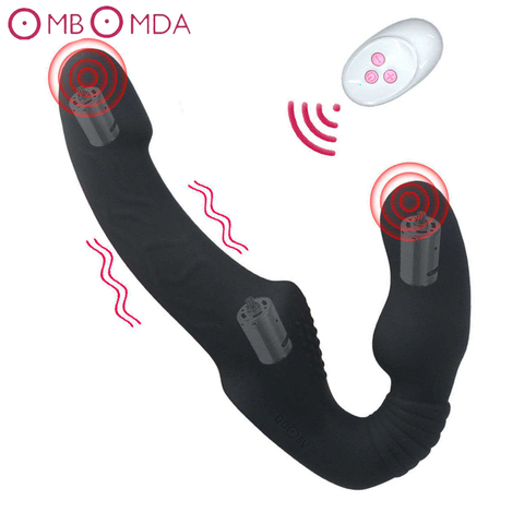 Gode vibrateur sans bretelles pour Couples, télécommande sans fil, culotte vibrante à Double extrémité, jouets sexuels pour adultes ► Photo 1/1