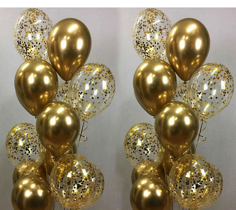 15 pièces en métal Chrome or argent ballons ensemble de confettis or Rose fête anniversaire décorations de mariage nouvel an décor hélium Globos ► Photo 1/1