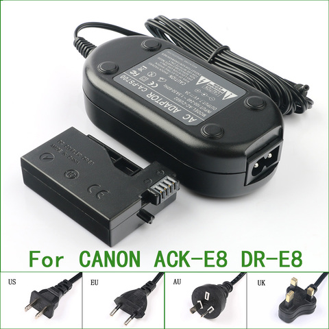 Chargeur adaptateur secteur ACK-E8 + DR-E8 LP-E8 LP E8, pour Canon EOS 550D 600D 650D Kiss X4 X5 Rebel T3i T4i T2i ► Photo 1/6