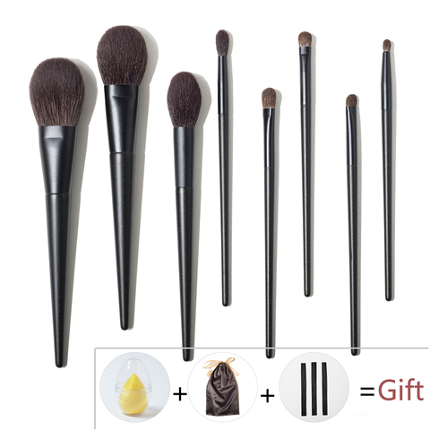 Shinedo – ensemble de pinceaux de maquillage noir mat, lot de 8 pièces, pour mélange de fard à paupières, de poudre, de Blush, de pli ► Photo 1/6