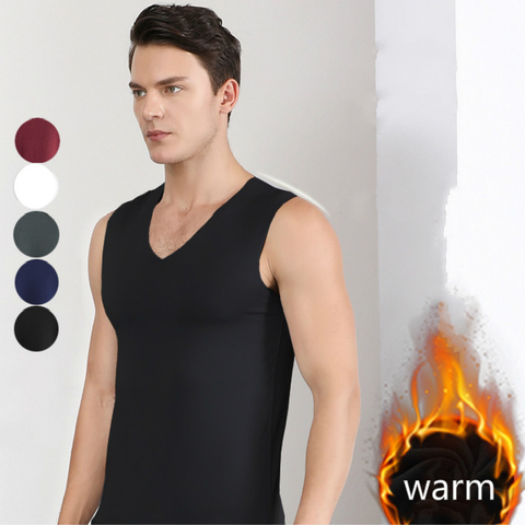 Hommes sous-vêtements thermiques hiver hauts chauds gilet de corps Invisible sans manches vêtements doux ► Photo 1/6