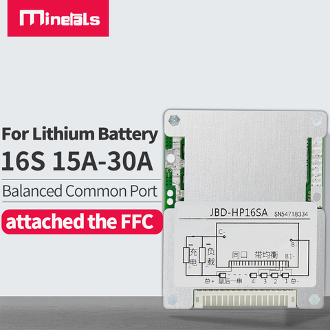 BMS 16S PCM 60V 18650 48V 32650 PCM carte de protection de la batterie, BMS 15a 20a 25a 30a avec module de batterie au lithium équilibré ► Photo 1/6