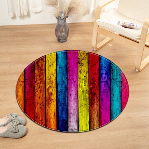 Tapis rond en Grain de bois coussin d'ordinateur | Tapis de chaise, de chambre à coucher, tapis de chevet de sol décoratif motif 3D ► Photo 1/6