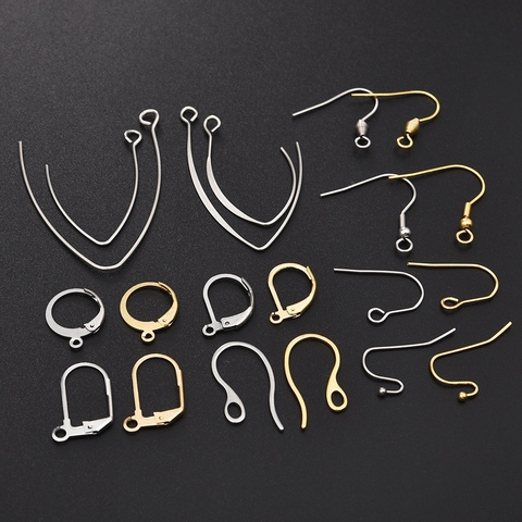 Crochets de boucle d'oreille français, 50pcs tons, accessoires en acier inoxydable, or, 20 pièces, réglage des fils, fabrication de boucles d'oreilles, bijoux à bricoler soi-même ► Photo 1/6