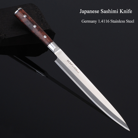 9.5 ''10.5 ''japonais Yanagiba couteau de cuisine allemand 1.4116 acier Sushi Sashimi poisson Filleting couteau de cuisine avec fourreau 8.1.2G ► Photo 1/6