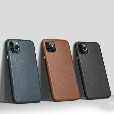 Étui en cuir véritable d'origine pour iPhone 11 étui en cuir véritable couverture de téléphone arrière de luxe pour iPhone 11 Pro Max X XR XS Max 12 étui ► Photo 1/6