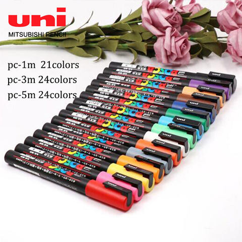 21 couleurs/24 couleurs UNI POSCA PC-3M/1m/5m publicité graffiti point culminant stylo marqueur acrylique ► Photo 1/6