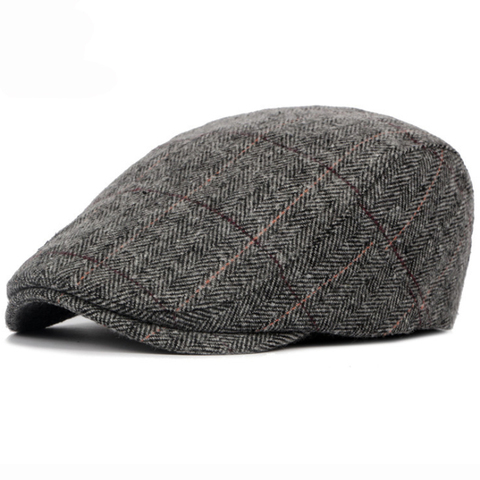 Automne hiver hommes gavroche chapeau bérets britannique Style occidental laine avancée plat lierre casquette classique Vintage rayé béret ► Photo 1/6