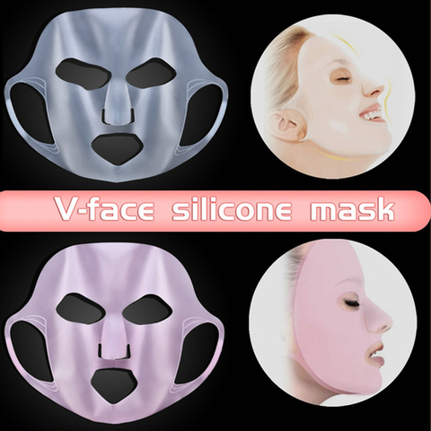 Masque de visage en Silicone, soin hydratant pour la peau, Lifting, Anti-rides, forme en V, Gel de raffermissement, réutilisable, fixé à l'oreille ► Photo 1/1