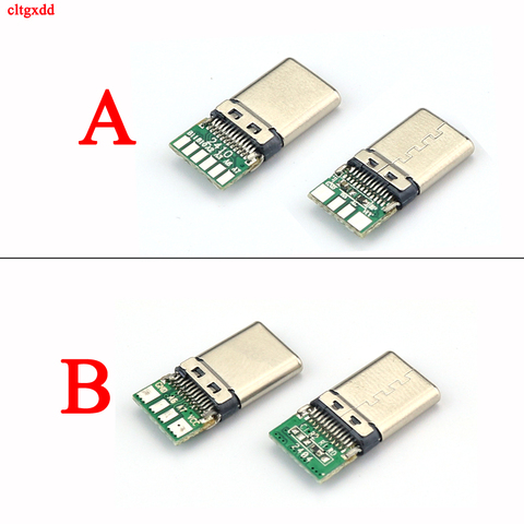 Connecteur USB 3.1 Type C 12 broches de charge rapide, prise mâle à souder, fil de soudure et câble, Module de carte PCB 56K, 10 pièces/lot ► Photo 1/3