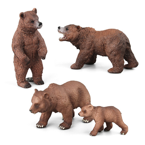 Petite taille Simulation ours brun Figure jouets à collectionner solide animaux sauvages figurines d'action enfants animaux jouets cognitifs ► Photo 1/4