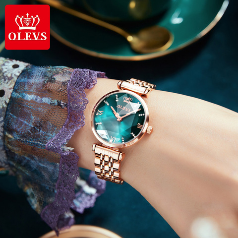 OLEVS nouvelles femmes de luxe bijou montre à Quartz étanche en acier inoxydable bracelet montre pour les femmes mode Date horloge ► Photo 1/6