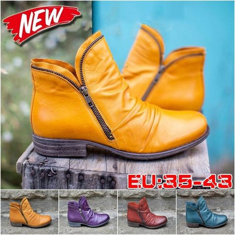 Femmes bottes 2022 printemps en cuir véritable femme bottes courtes en daim femmes chaussons britannique fermeture éclair rétro tendance femmes bottes nues ► Photo 1/6