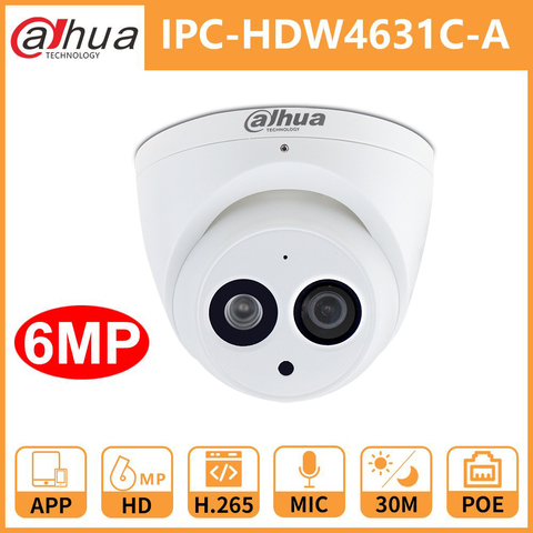 Dahua CCTV caméra IP DH IPC-HDW4631C-A intégré micro POE dôme caméra de sécurité IR30M coque métallique Onvif remplacer IPC-HDW4431C-A ► Photo 1/6