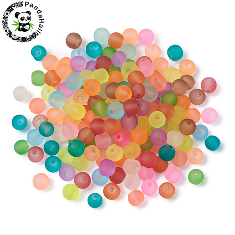 Perles en verre givré transparent, éléments pour la fabrication de bijoux en 4, 6, 8 et 10 mm, pour colliers et bracelets multicolores, trou de 1.3 — 1.6mm environ, 31.4 pouces ► Photo 1/6