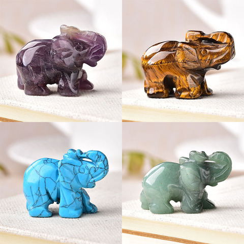 Petite décoration en cristal naturel, 1 pièce, Quartz Rose, éléphant améthyste, animaux obsidienne, petite décoration pour la maison, cadeau de noël ► Photo 1/6